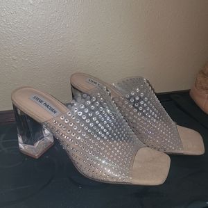 Steve Madden clear bling square heel size 10